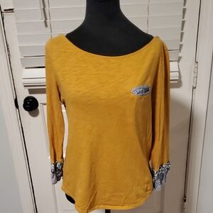 Little Yellow Button Mustard Yellow Women's Top